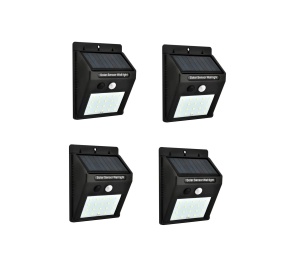 Set 4 lampi solare, Tiessa®, 20 de LED, senzor de miscare, 0.55W