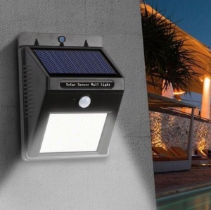 Set 5 Lampi solare, de perete cu lumina 30 LED-uri, Negru