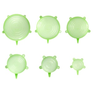 Set 6 bucati capace de silicon, reutilizabile, folosite pentru a pastra prospetimea alimentelor- VERDE
