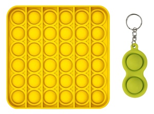 Set jucarii senzoriale antistres Pop It Now, galben, patrat + Breloc Pop It Now, verde