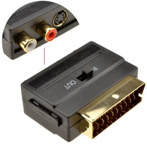 Adaptor conectare audio video, mufa SCART la RCA, S-VHS, comutator In-Out - Img 4