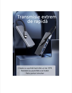 Adaptor HUB, aluminiu 4-in-1, USB Type-C-1ⅹUSB 3.0-3ⅹUSB 2.0, Argintiu - Img 6
