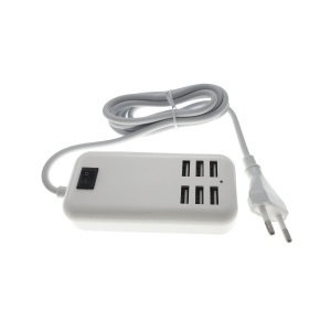 Alimentator la priza retea cu 6 porturi USB, 5V 4A (20W), cu cablu 140cm, alb - Img 2