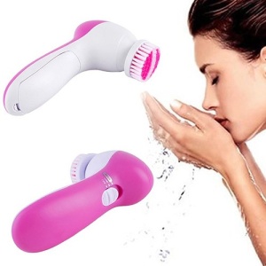 Aparat de Masaj si Curatare Faciala - Multifunctional, Compact, Elimina Imperfectiunile, Alb/Roz - Img 3