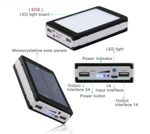Baterie externa 20000 MAH cu incarcare solare si lanterna de 20 LED - Img 2