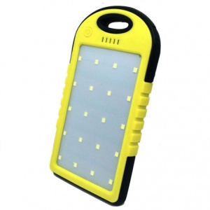Baterie externa cu incarcare solara Led Light Power Bank, 6000 mAh, 2x USB, lanterna 20 LED-uri - Img 2
