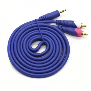 Cablu jack 3.5mm stereo tata la 2 x RCA tata, 1.5m, albastru, contacte aurite, manta siliconica - Img 3