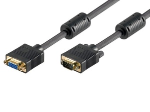 Cablu prelungire VGA tata la VGA mama 15 pini, 3m, ecranat, cu ferita, contacte aurite