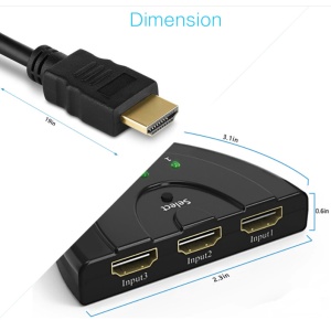 Cablu Splitter switch HDMI cu 3 Porturi, 4K * 2K, 2160P, HUB multi Switcher cu Cablu HDMI, Negru - Img 3