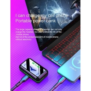 Casti bluetooth wireless 5.3, rezistente la apa, indicator baterie, asistent vocal, cutie reincarcare E10 K KATHODE - Img 2