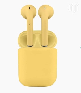 Casti KlaussTech cu Bluetooth 5.0 Airpods, Autonomie de 3 - 4 ore, Incarcare 70 min, Design Modern si Ergonomic, Carcasa Incarcare, Raza 25 m, Galben - Img 5