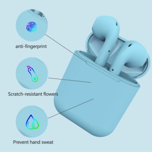 Casti Wireless Bluetooth I12 Macaron Stereo Cu Functie Apelare, Control Muzica, Cutie Incarcare Inclusa, Android/ IOS, Selling Depot, Radio-FM, Aux, SD Card, Albastru inchis - Img 3