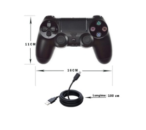 Controler PS4 GREATON® fara fir, pentru confort maxim, alimentare prin cablu USB, negru - Img 3