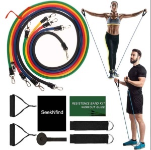Corzi Elastice Extensor Smartkoob set 10 accesorii+ saculet, cu sistem tip Trainer Ideal pentru Fitness, Yoga, Performanta, Recuperare, Exercitii fizice, Antrenament acasa, Outdoor, Pilates - Img 2