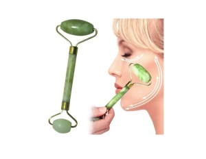 Dispozitiv cu rola de jad natural pentru masaj facial si corporal cu functii antirid, anticearcane, antistres, lifting si tratamente faciale, Green - Img 3