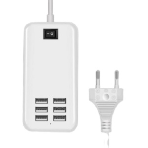 Incarcator 6 Hub USB Conexiune UE SUA, 6 porturi, USB 5V 3A Adaptor de perete, Incarcare telefon mobil pentru iPhone iPad Samsung cu comutator - Img 2