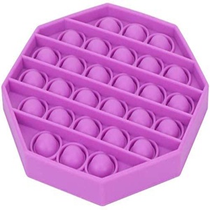 Jucarie antistres din silicon, ASKSA, Pop it now, culoare solida octogon, violet, 13 x 13 x 1.5 cm
