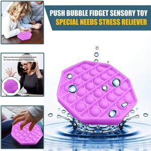 Jucarie antistres din silicon, ASKSA, Pop it now, culoare solida octogon, violet, 13 x 13 x 1.5 cm - Img 5