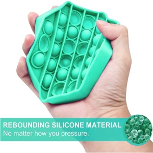Jucarie antistres din silicon, ASKSA, Pop it now, culoare solida octogon, verde, 13 x 13 x 1.5 cm - Img 2