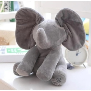 Jucarie de plus, elefant cucu bau, canta si isi misca urechile, gri K KATHODE - Img 3
