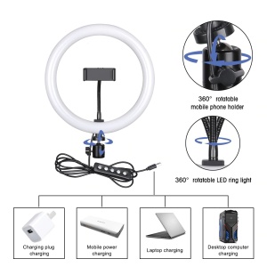 Lampa circulara profesionala RGB cu telecomanda, 3 nuante de alb, suport telefon, diverse jocuri de lumini, conectare USB, diametru 20 cm, trepied 210 cm K KATHODE - Img 4
