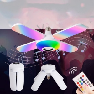 Lampa LED fan blade RGB, fasung E27, boxa incorporata, bluetooth, senzor muzica, telecomanda - Img 6