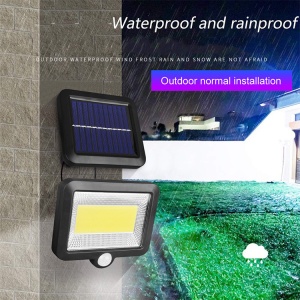 Lampa solara de perete, Huerler FL162, 100 x COB LED, cu panou solar polisiciliu detasabil, senzor miscare, rezistenta la apa, negru - Img 10