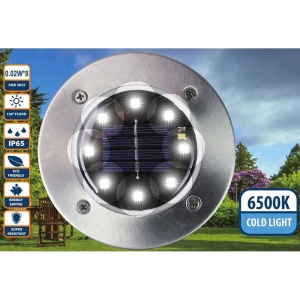 Lampa Solara Tip Spot, 8 Leduri, 11.5X13 Cm, Impermeabil, Argintiu, Metal/Sticla, iKlassQeer - Img 4