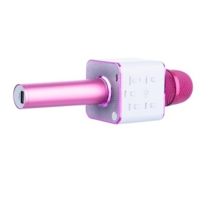 Microfon Karaoke Wireless cu Bluetooth SoundVox Q7 cu Boxa inclusa, Roz, Furnizor Online - Img 2