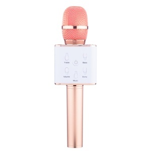 Microfon Soundvox™ Q7, Karaoke, Wireless, Bluetooth, Difuzor inclus, Roz