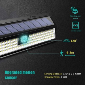 Panou LED, LaiXiaoBei , 118 Led-uri, senzor de miscare, pentru casa, stradal ABS, Negru - Img 3