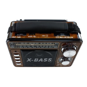 Radio portabil MP3, frecvente FM/AM/SW, slot SD, USB, lanterna, maro, Waxiba