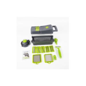 Razatoare Multifunctionala 14 in 1, Veggie Slicer, accesorii interschimbabile, maruntitor, taietor, curatator si separator de ou, material ABS, Gri-Verde - Img 2