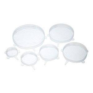Set 12 Capace Silicon Premium flexibile ,inlocuitor folie strech,dimensiuni diferite,reutilizabile,elastice,Alb transparent