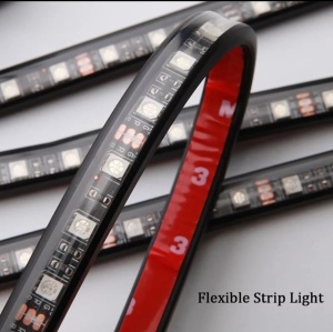 Set 4 benzi Lumini ambientale auto, intensitate reglabila, 12 SMD RGB cu telecomanda - Img 5