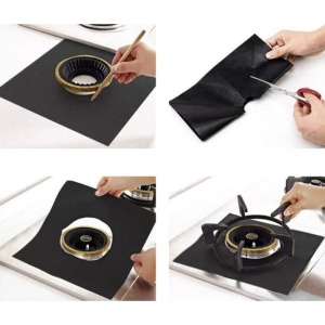 Set 4 bucati folie din teflon pentru aragaz sau plita, reutilizabile, 27 x 27 cm, negru - Img 7