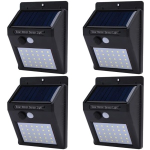 Set 4 lampi solare de perete cu senzor de miscare si lumina cu 30 leduri