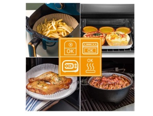 Set 50 hartii de copt pentru AirFryer, Rotund, 20cm, Maro - Img 4