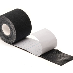 Set de 4 buc banda kinesiologica Timeless Tools, Bumbac, 5 cm x 5 m, Negru