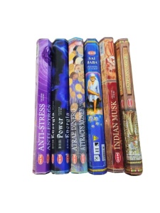 Set mixt 120 betisoare parfumate HEM, Anti Stress, Divine Power, Attracts Money, Sai Baba, Indian Musk, Egyptian Musk si Suport din lemn cu motiv Copacul Vietii - Img 2
