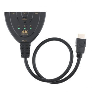 Splitter HDMI cu 3 intrari si o iesire elSales ELS-SH3 , rezolutie 4K, lungime 30 cm, negru