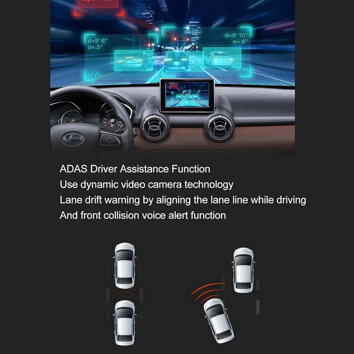 Camera auto de bord, pentru navigatie universala cu android, Full HD 1080P, slot card TF 32GB, ADAS