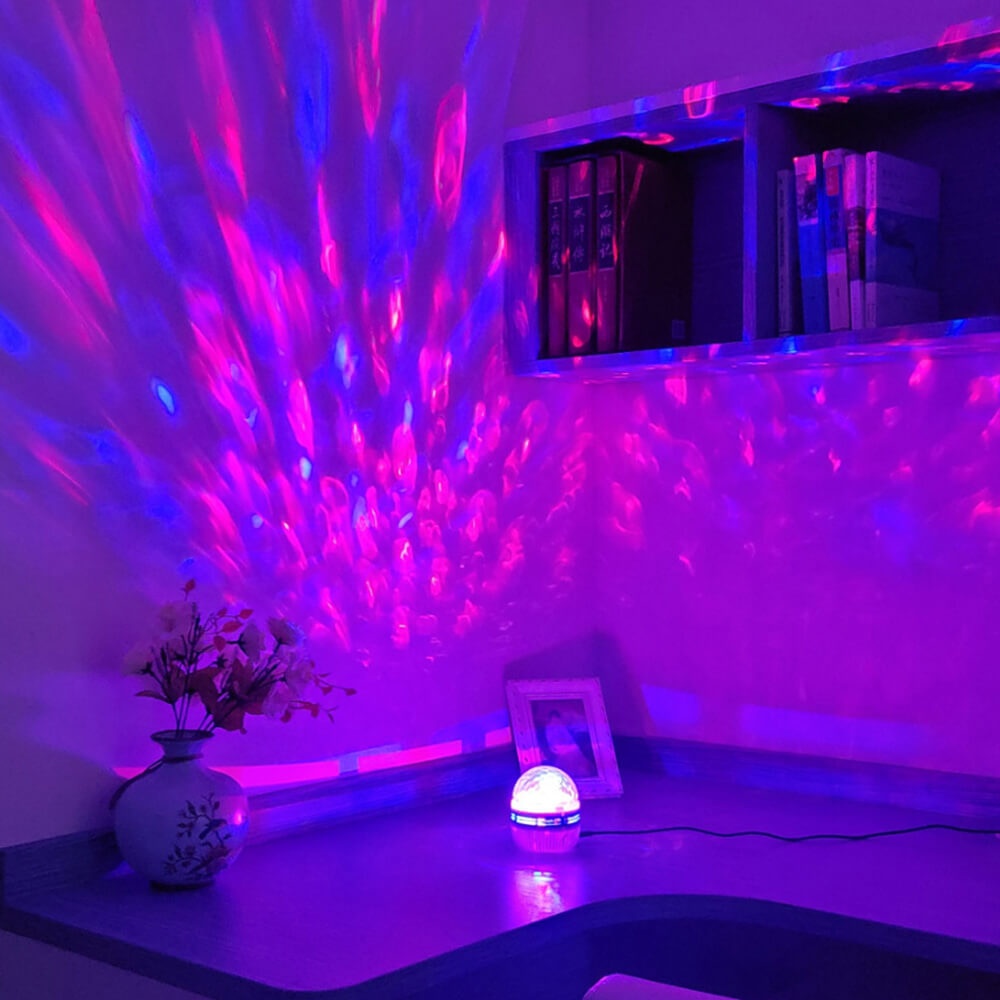 Proiector cu lumini pentru camera, dormitor, de petrecere, LED, RGB, 3W, glob de cristal