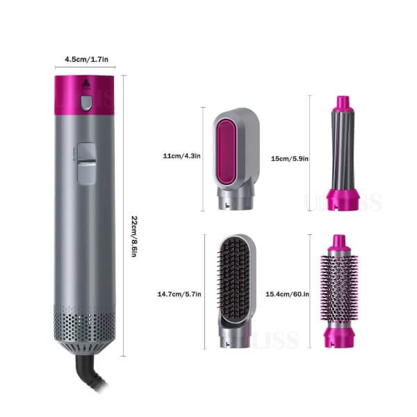 Perie de par cu uscator, multifunctional, 5 in 1, creponat, ondulat, indreptat, ceramica