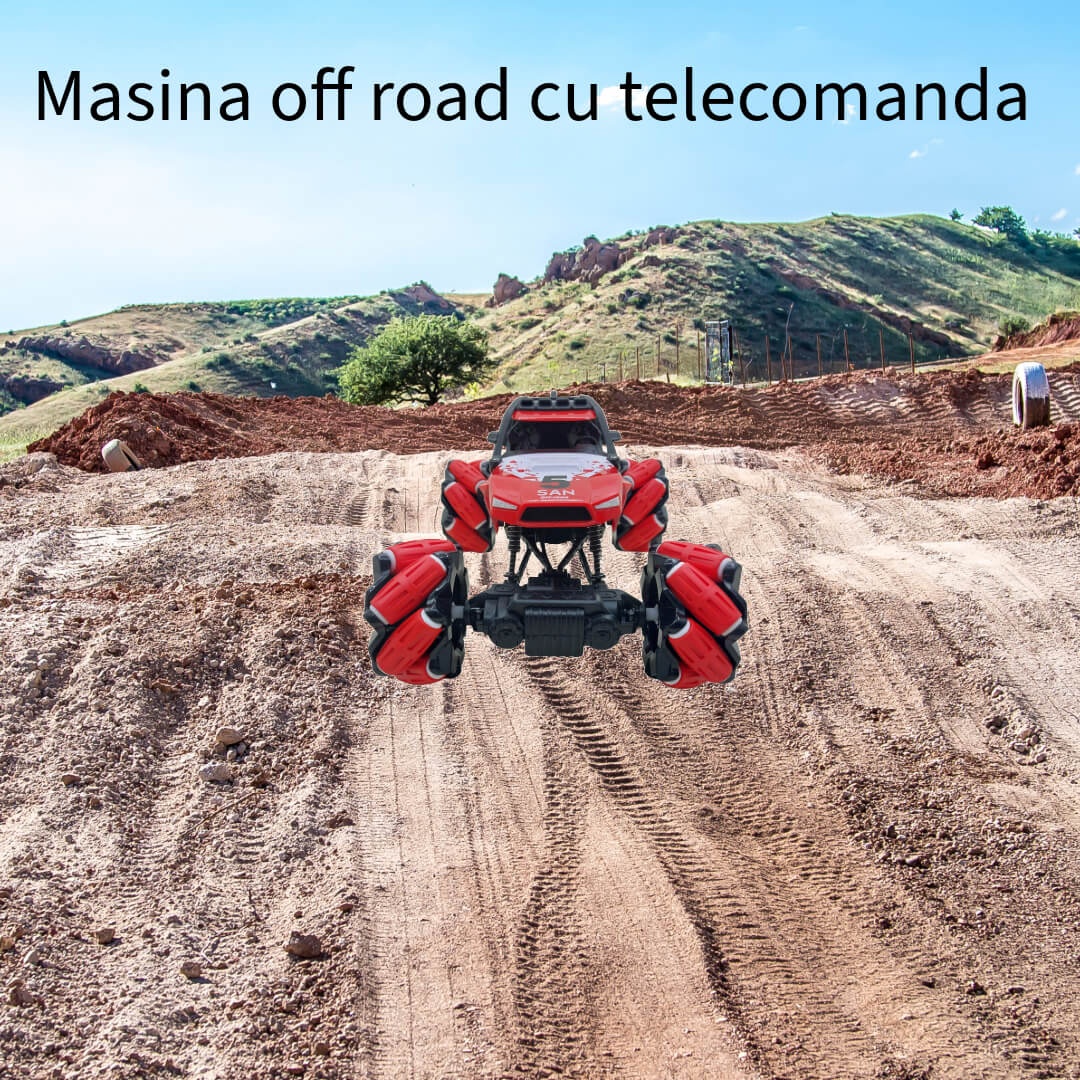 Masina off road cu telecomanda, lumini led, drift cu rotire 360 de grade, pulverizare apa stil fum