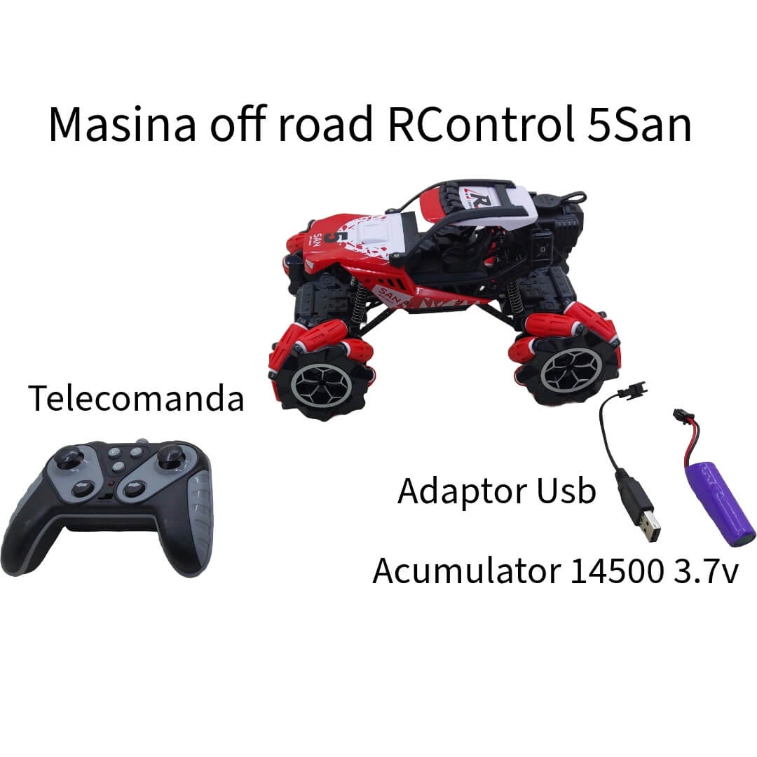 Masina off road cu telecomanda, lumini led, drift cu rotire 360 de grade, pulverizare apa stil fum cu toate accesoriile incluse