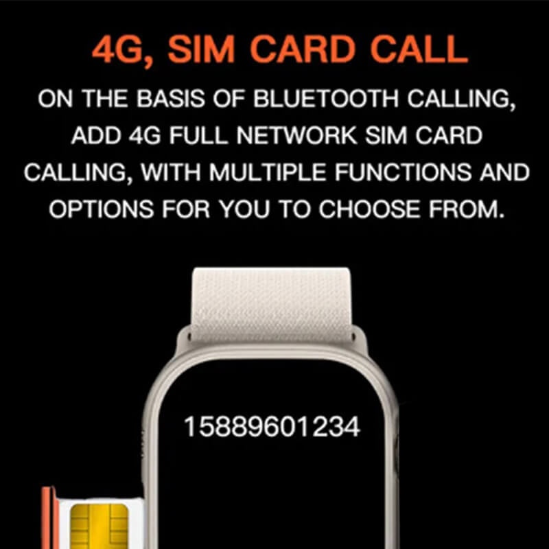 Ceas smartwatch cu cartela sim, 4G, bluetooth, pedometru, apelare, Ritm Cardiac, Tensiune Arteriala