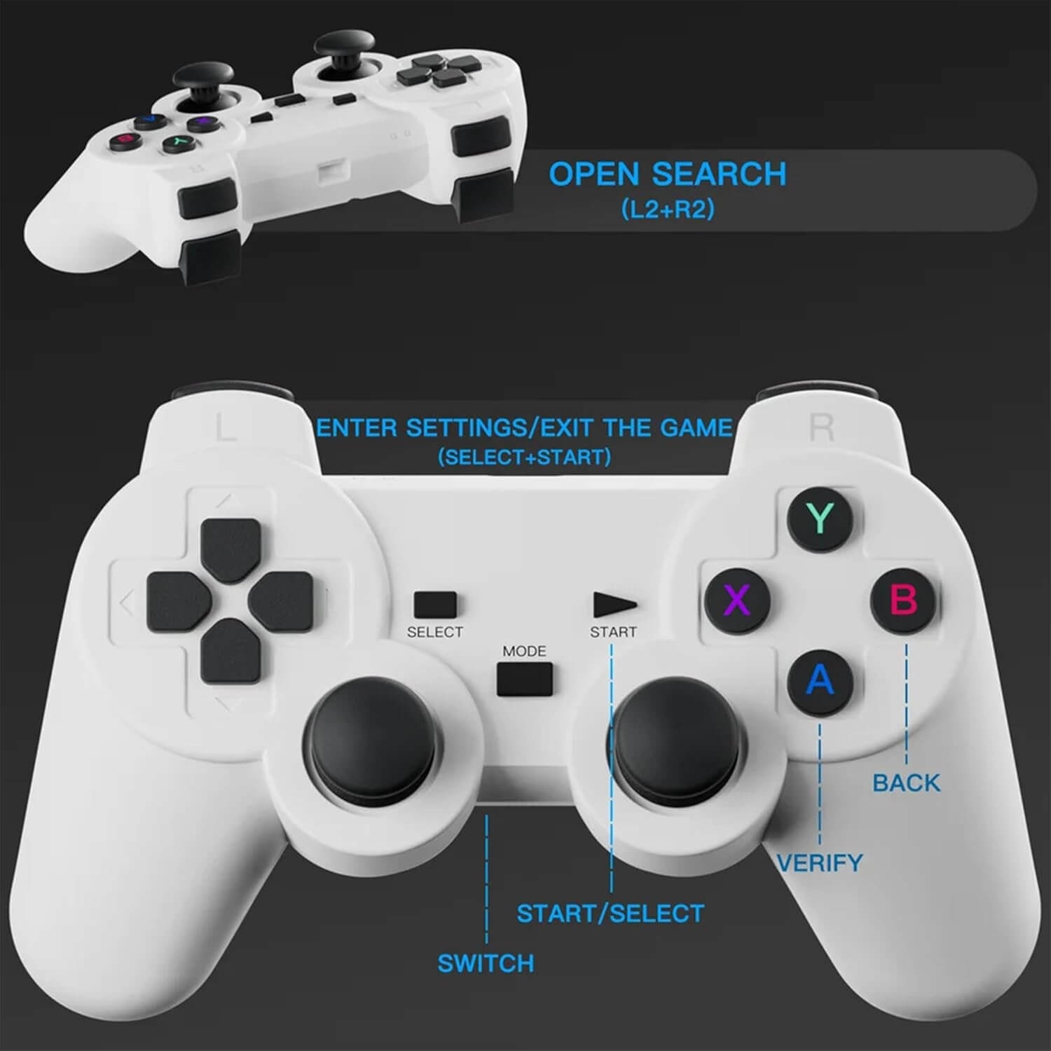 Consola de jocuri cu proiector, 4K, 2 joystick-uri, wireless, Ultra HD, Android 11, telecomanda