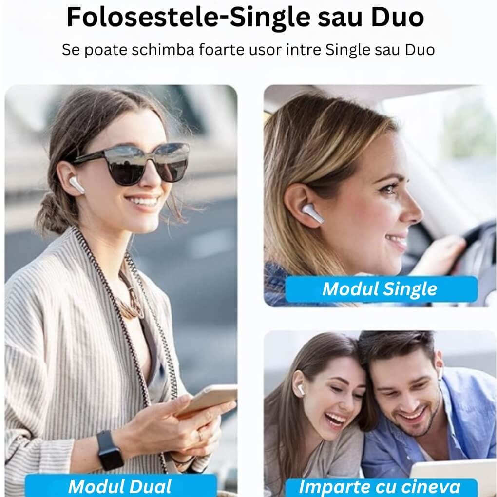 Casti wireless pentru iphone, android, samsung, bluetooth, TWS, microfon, touch control, tip airpods