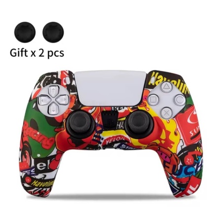 Husa controller PS5 din silicon, thumb grip inclus, model Bomb